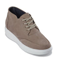 CALTO - J1770  - 3.2 Inches Taller (Khaki) - Casual Chunky Sole Boots – Soft Pebble Grain Nubuck Leather - WonderingCloth