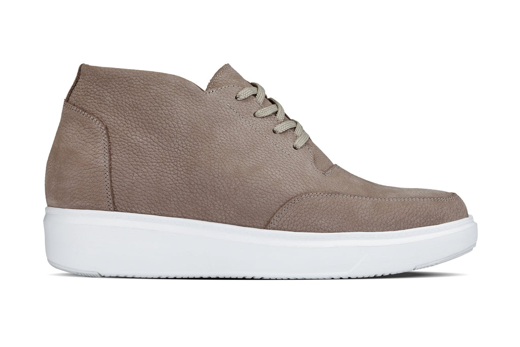 CALTO - J1770  - 3.2 Inches Taller (Khaki) - Casual Chunky Sole Boots – Soft Pebble Grain Nubuck Leather - WonderingCloth