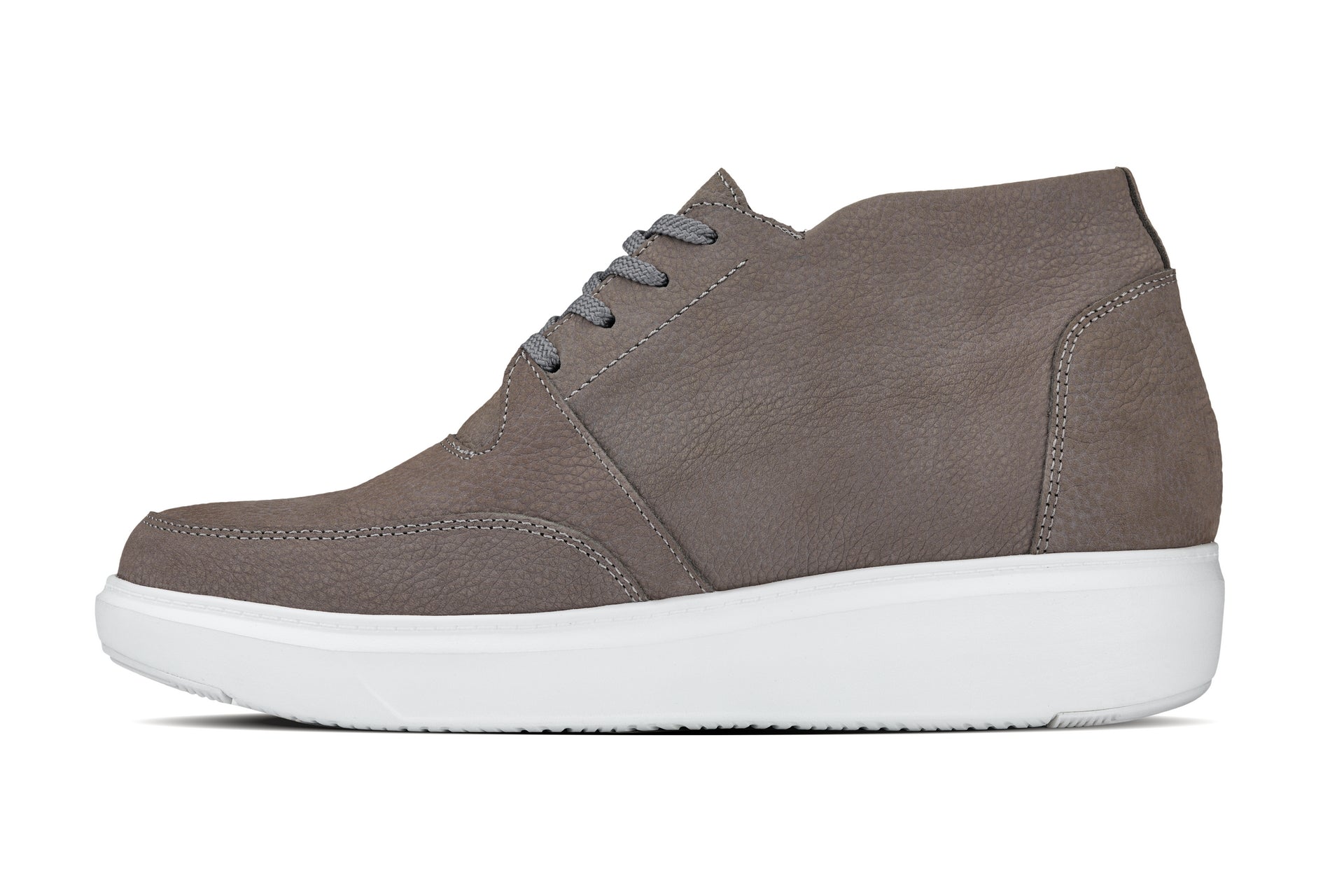 CALTO - J1771  - 3.2 Inches Taller (Grey) - Casual Chunky Sole Boots – Soft Pebble Grain Nubuck Leather - WonderingCloth