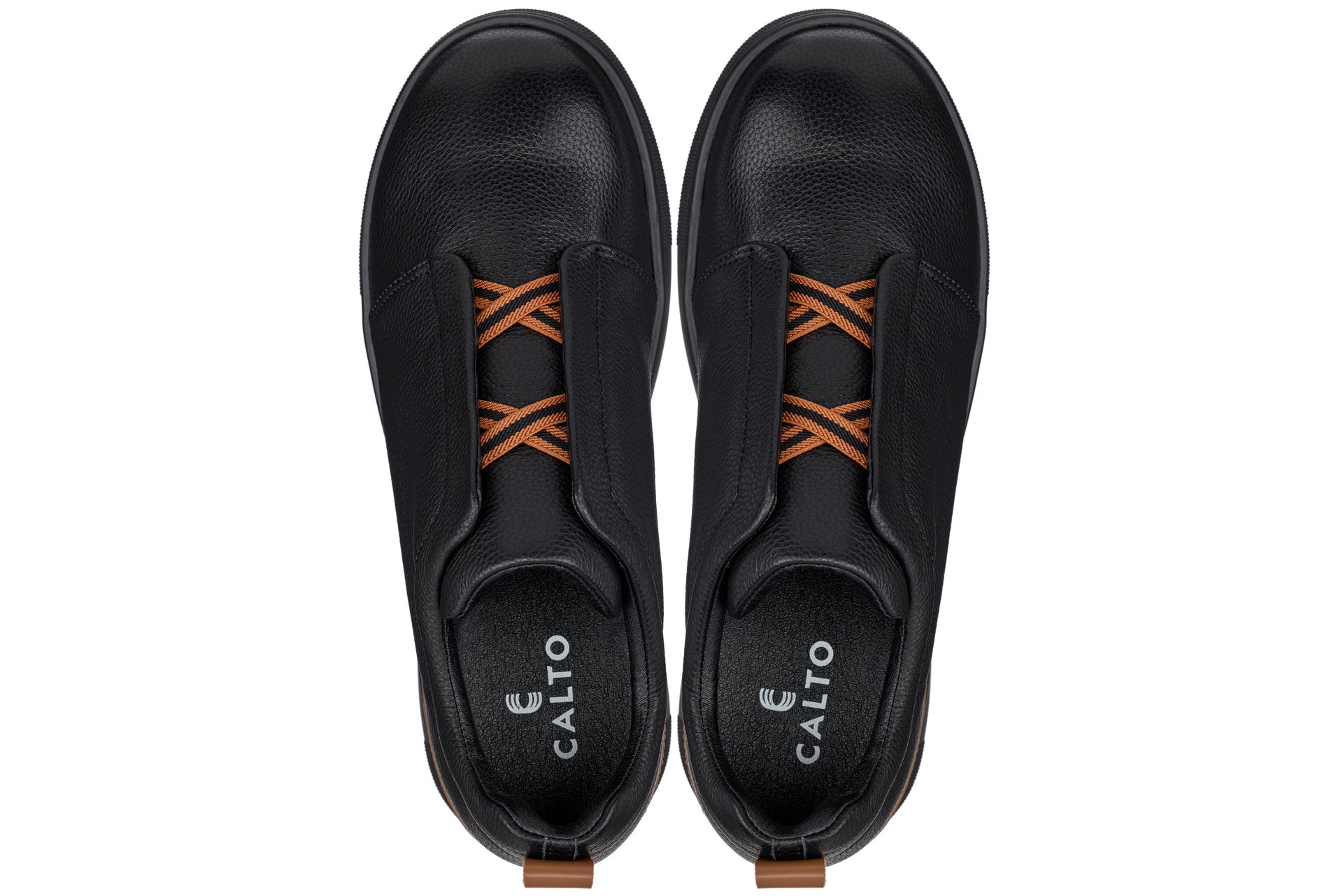 CALTO - J1931  - 2.6 Inches Taller (Black/Black Sole) - Slip-On Snoafers - WonderingCloth