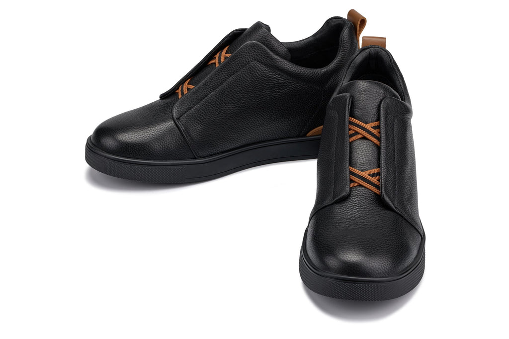 CALTO - J1931  - 2.6 Inches Taller (Black/Black Sole) - Slip-On Snoafers - WonderingCloth