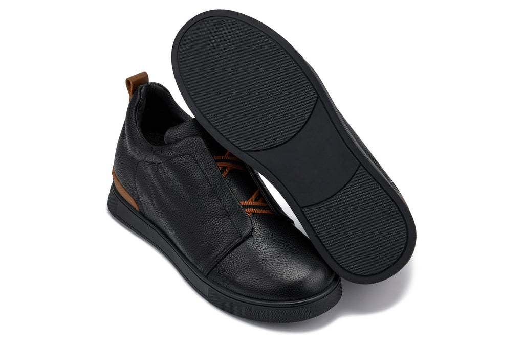 CALTO - J1931  - 2.6 Inches Taller (Black/Black Sole) - Slip-On Snoafers - WonderingCloth