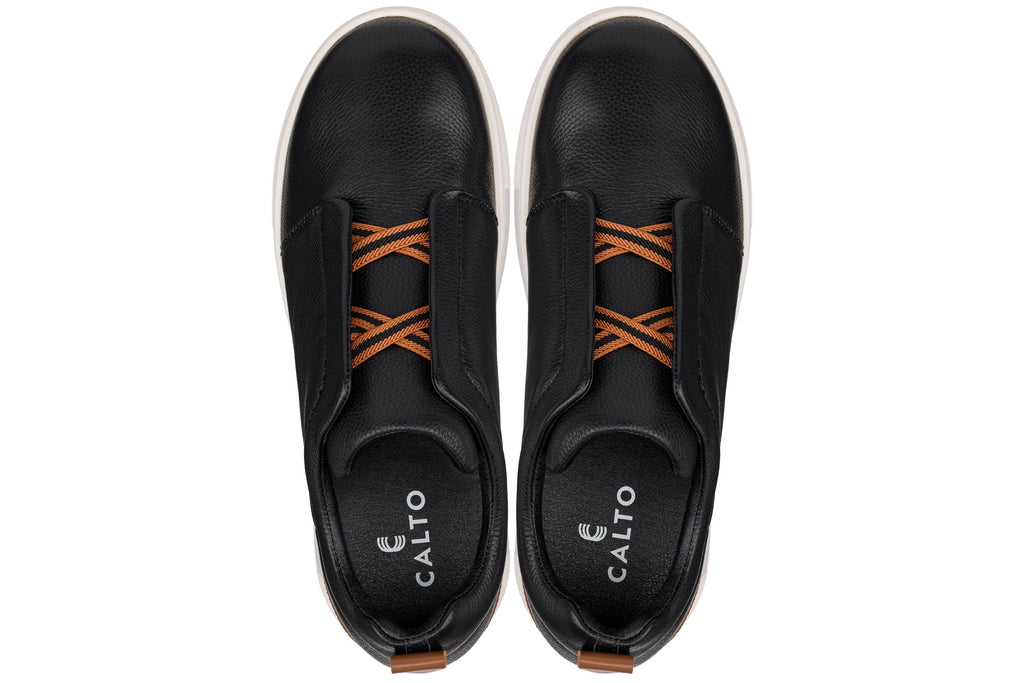 CALTO - J1932  - 2.6 Inches Taller (Black/White Sole) - Slip-On Snoafers - WonderingCloth
