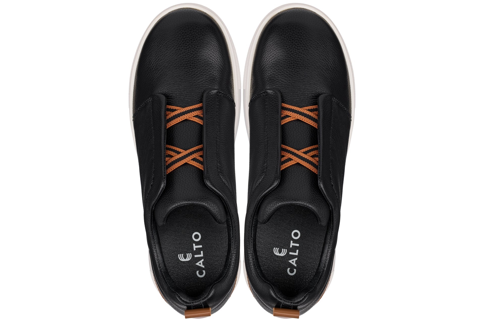 CALTO - J1932  - 2.6 Inches Taller (Black/White Sole) - Slip-On Snoafers - WonderingCloth