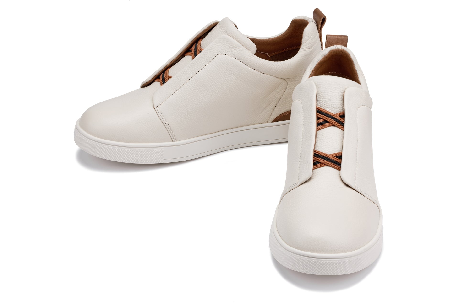 CALTO - J1933  - 2.6 Inches Taller (Off-White) - Slip-On  Snoafers - WonderingCloth