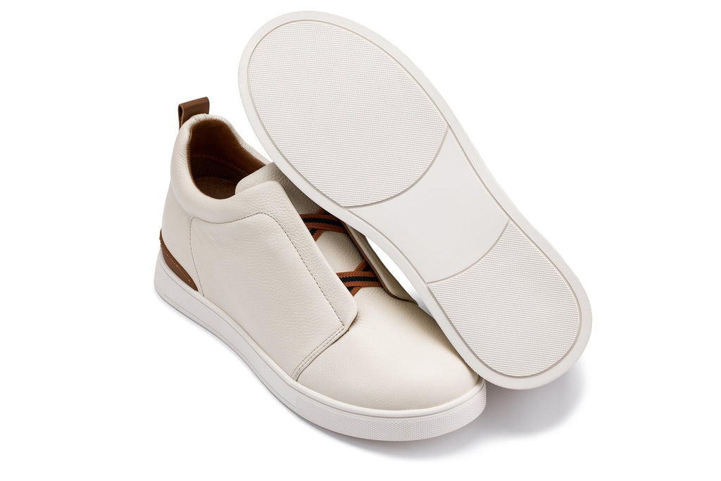 CALTO - J1933  - 2.6 Inches Taller (Off-White) - Slip-On  Snoafers - WonderingCloth