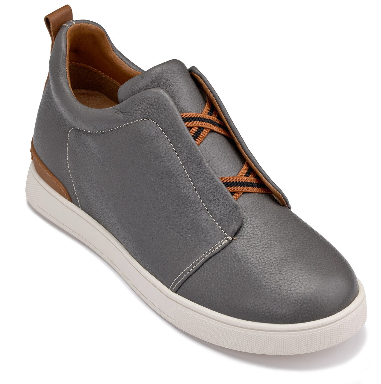 CALTO - J1935  - 2.6 Inches Taller (Grey) - Slip-On Snoafers - WonderingCloth
