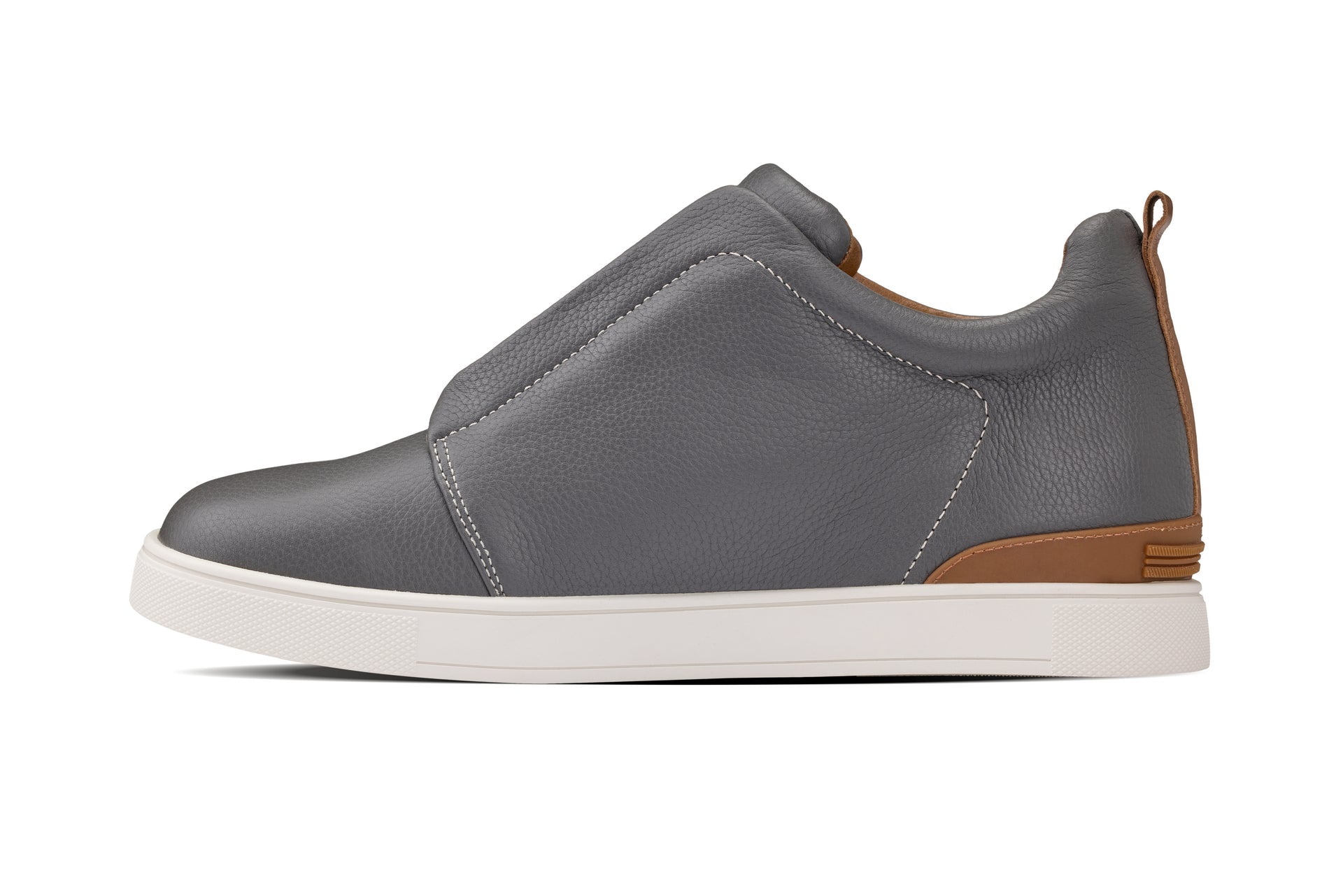 CALTO - J1935  - 2.6 Inches Taller (Grey) - Slip-On Snoafers - WonderingCloth