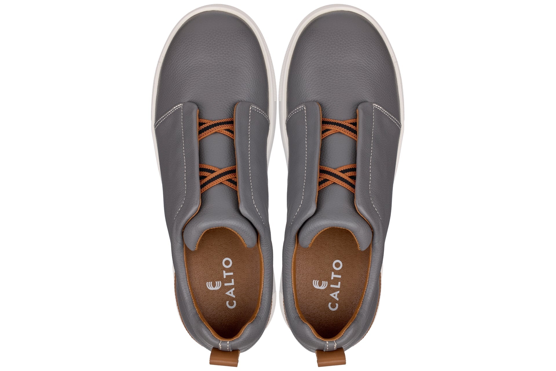 CALTO - J1935  - 2.6 Inches Taller (Grey) - Slip-On Snoafers - WonderingCloth