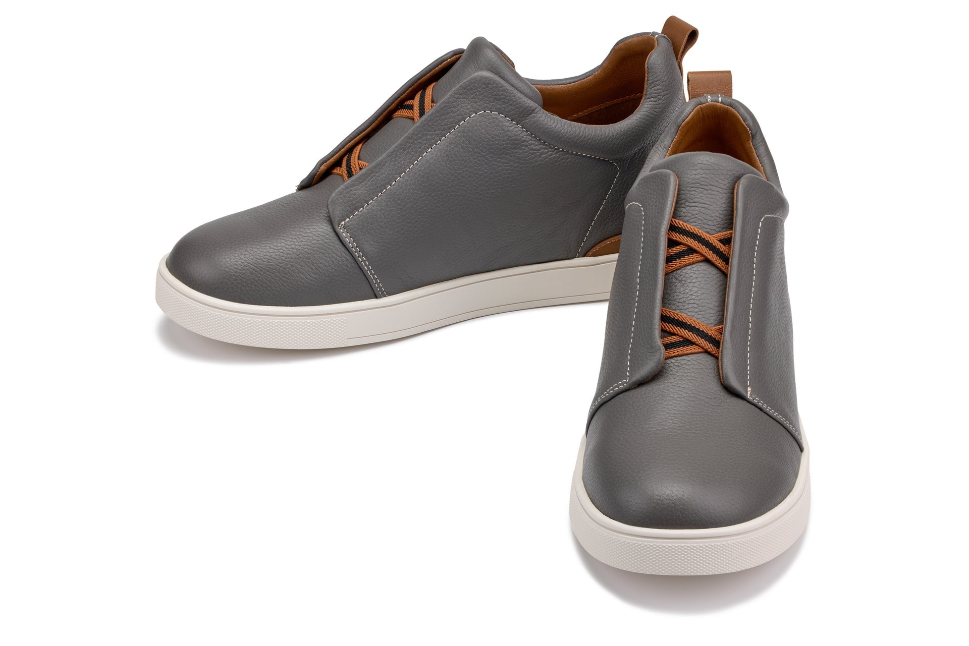 CALTO - J1935  - 2.6 Inches Taller (Grey) - Slip-On Snoafers - WonderingCloth