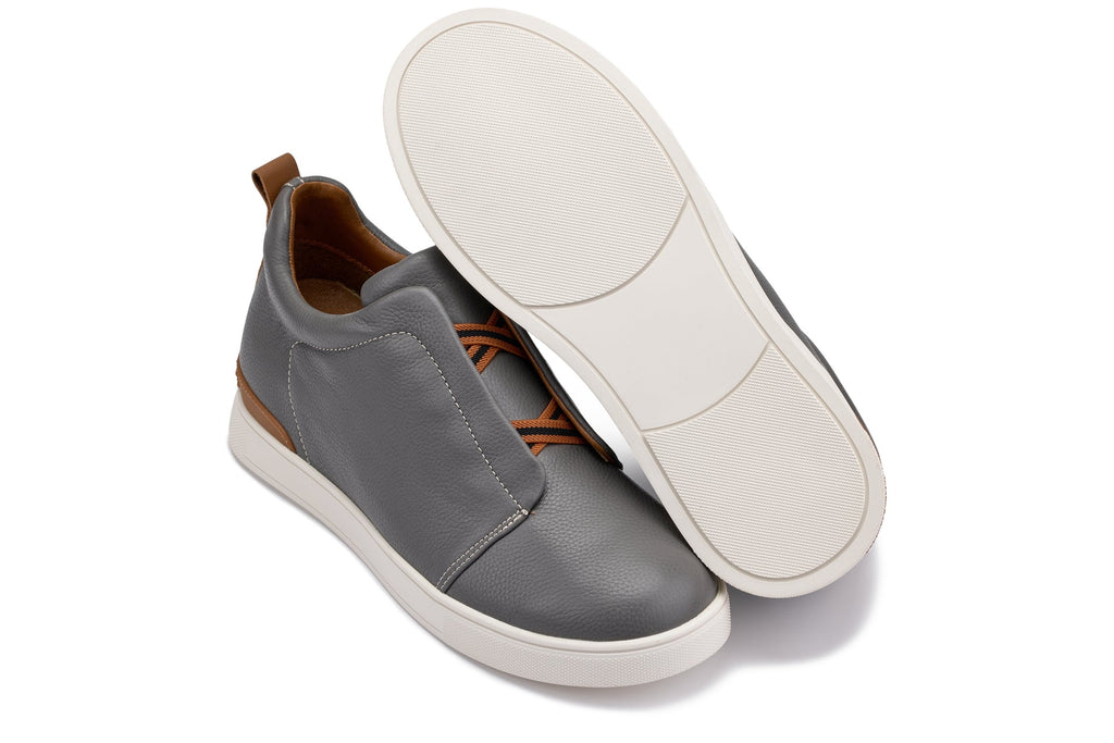 CALTO - J1935  - 2.6 Inches Taller (Grey) - Slip-On Snoafers - WonderingCloth