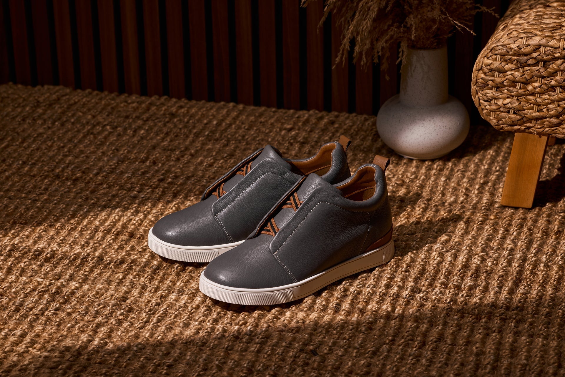 CALTO - J1935  - 2.6 Inches Taller (Grey) - Slip-On Snoafers - WonderingCloth