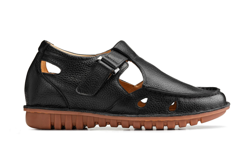 CALTO - K0751 - 2.8 Inches Taller (Black) - Lightweight Casual Fisherman Sandal - WonderingCloth