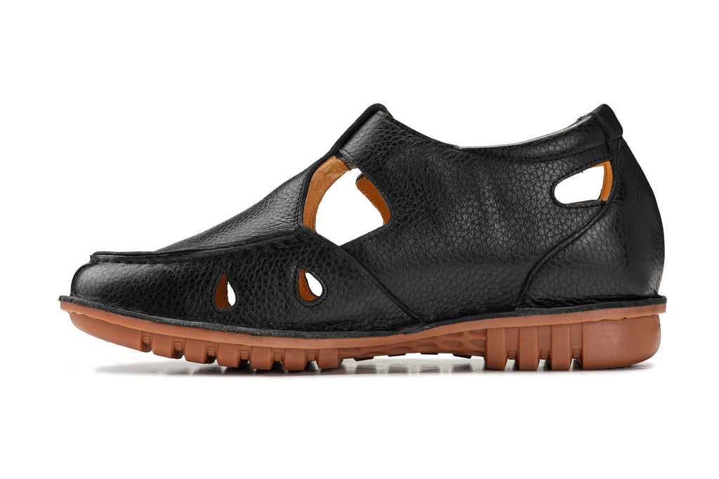CALTO - K0751 - 2.8 Inches Taller (Black) - Lightweight Casual Fisherman Sandal - WonderingCloth