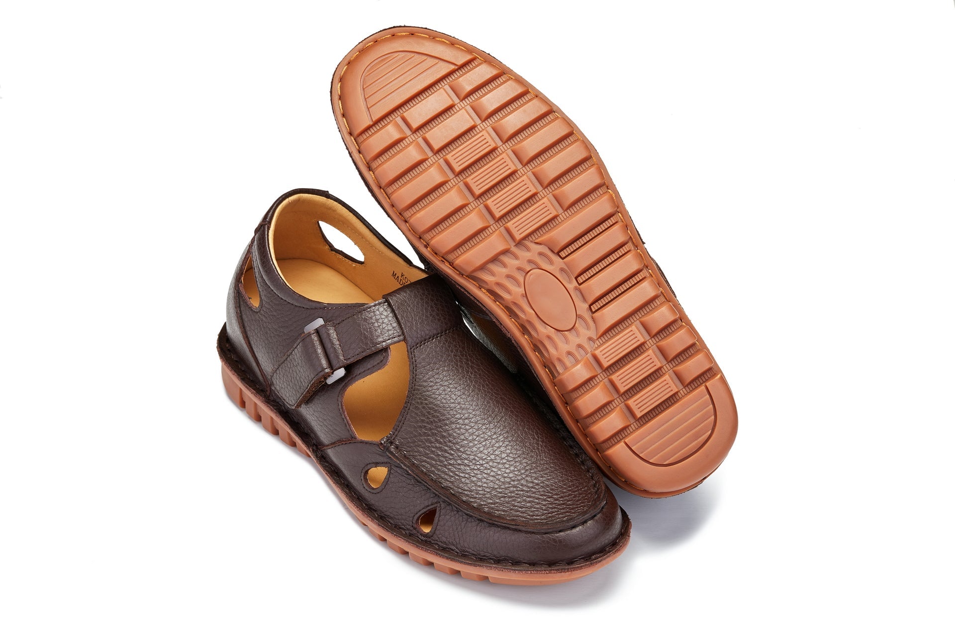 CALTO - K0752 - 2.8 Inches Taller (Coffee Brown) - Lightweight Casual Fisherman Sandal - WonderingCloth