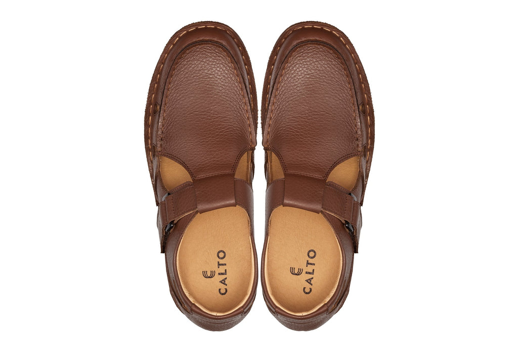 CALTO - K0753 - 2.8 Inches Taller (Camel Brown) - Lightweight Casual Fisherman Sandal - WonderingCloth