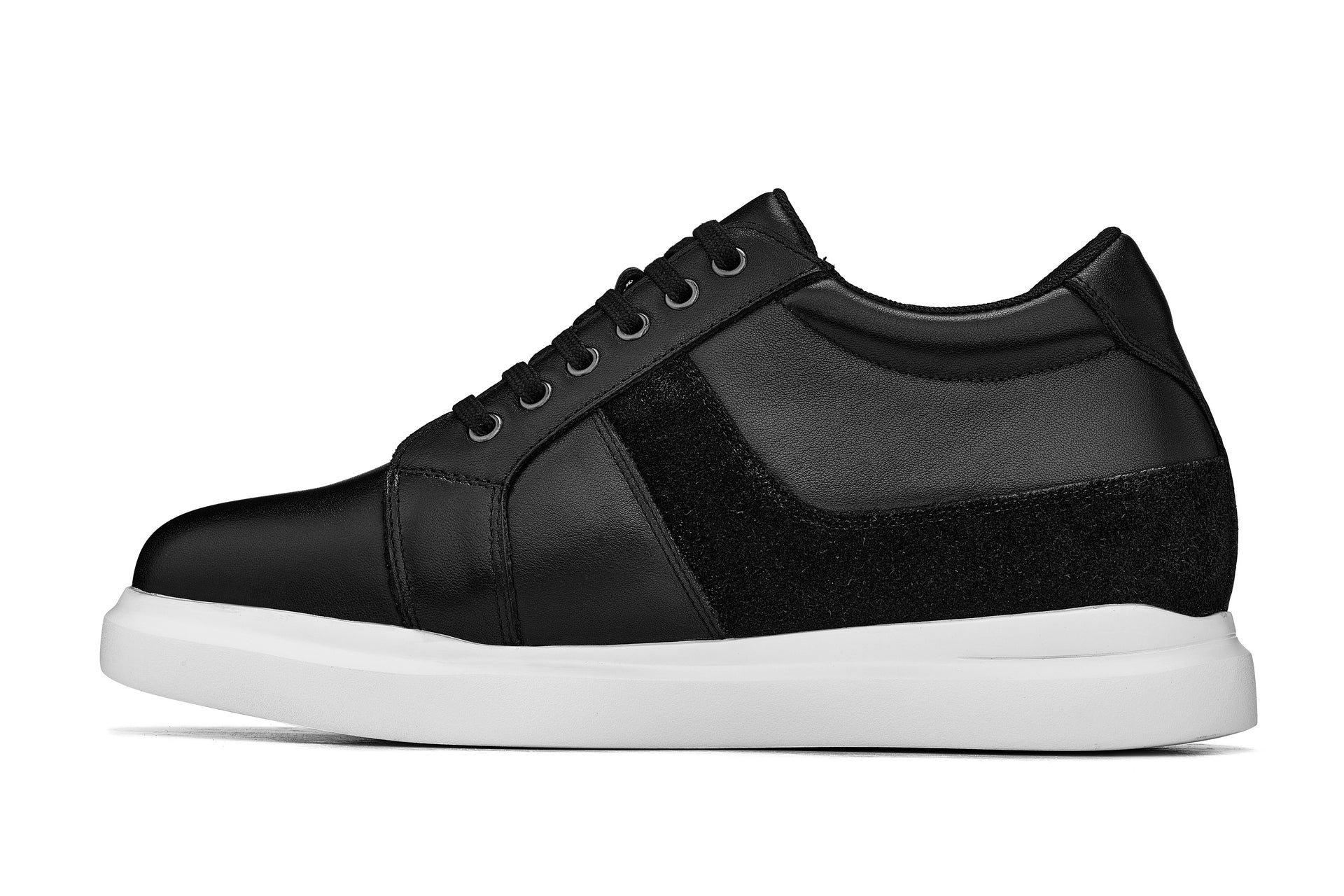 CALTO - K1530 - 3 Inches Taller (Black) - Lightweight Leather Sneakers - WonderingCloth