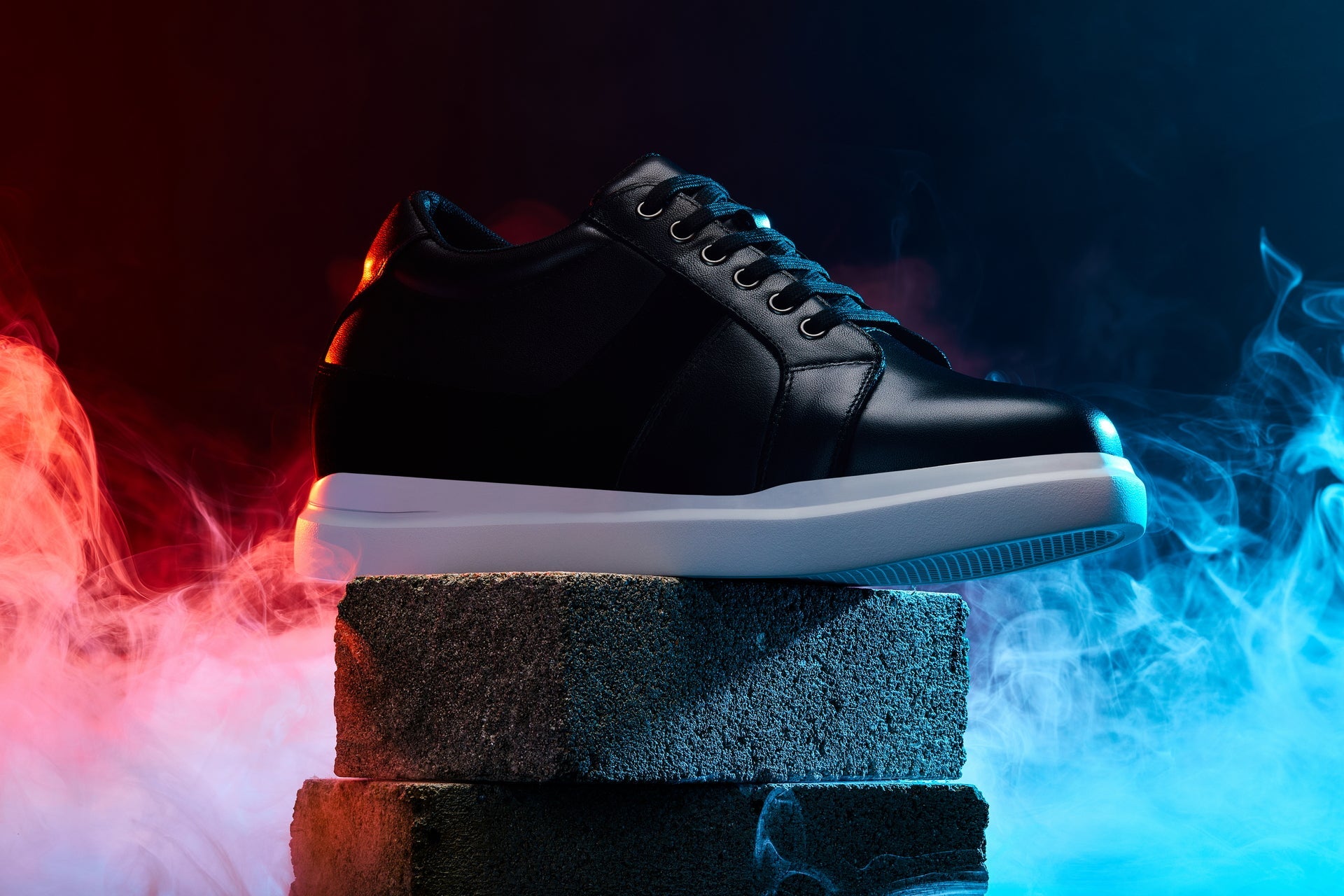 CALTO - K1530 - 3 Inches Taller (Black) - Lightweight Leather Sneakers - WonderingCloth