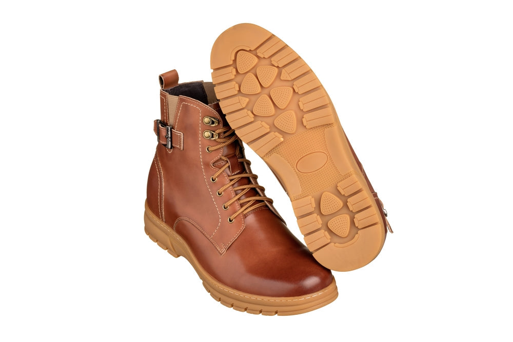 TOTO - K16205 - 2.8 Inches Taller (Light Brown) - High Top Boots - WonderingCloth