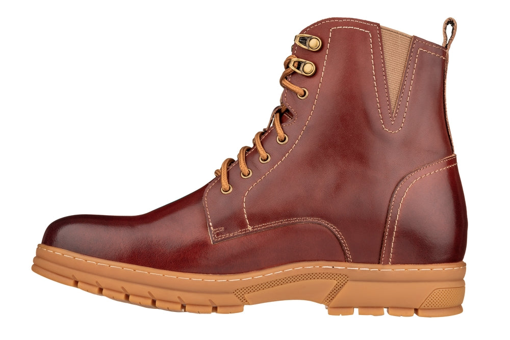 TOTO - K16206 - 2.8 Inches Taller (Cordovan Dark Brown) - High Top Boots - WonderingCloth
