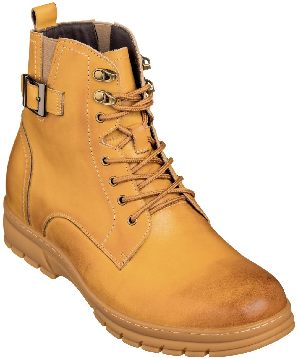 TOTO - K16207 - 2.8 Inches Taller (Tan Brown) - High Top Boots - WonderingCloth