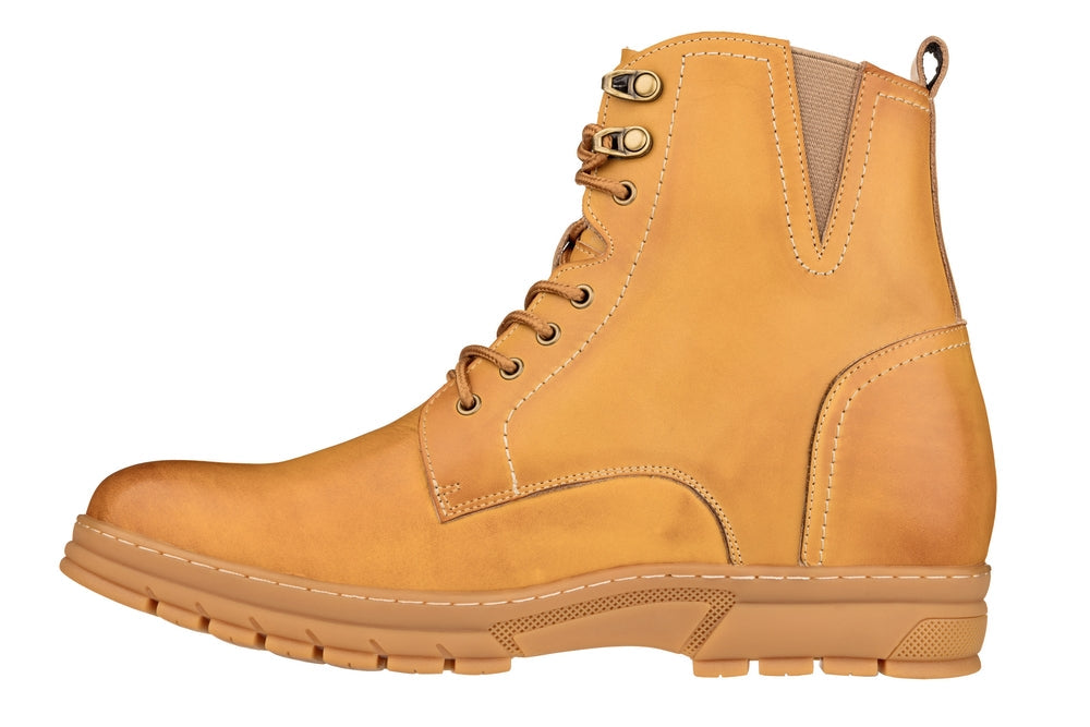 TOTO - K16207 - 2.8 Inches Taller (Tan Brown) - High Top Boots - WonderingCloth