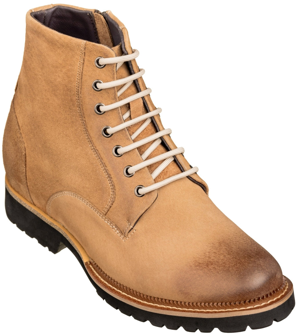 CALTO - K24403 - 3 Inches Taller (Brown) - Casual Zipper Boots - WonderingCloth