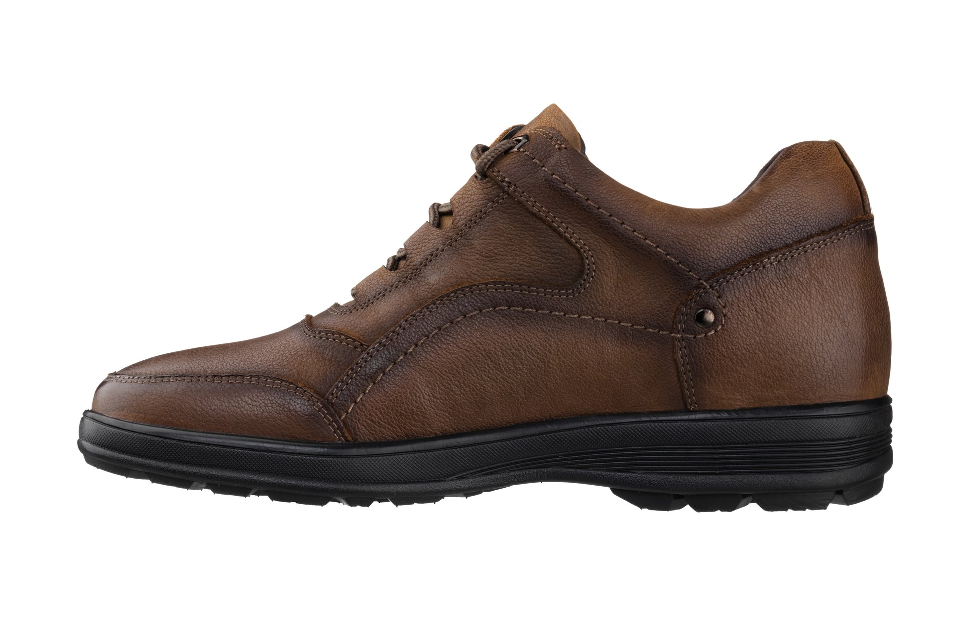 CALTO - K3044 - 2.8 Inches Taller (Brown) - Lace Up Casual Walker - Lightweight - WonderingCloth