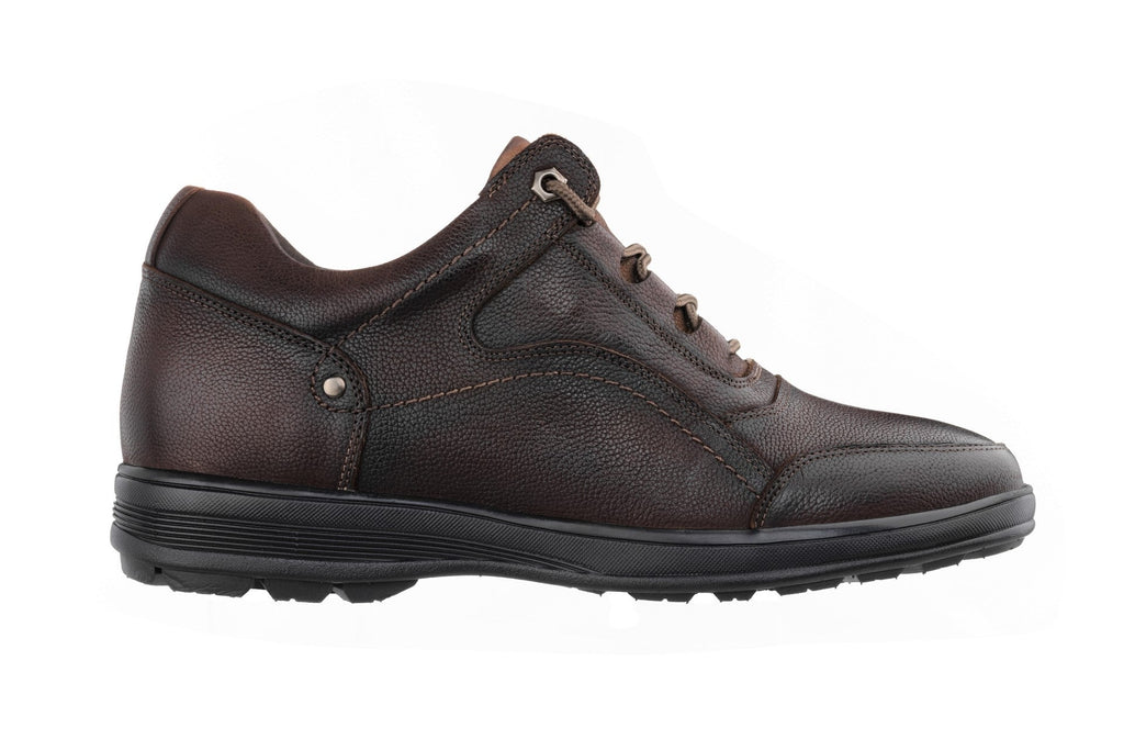 CALTO - K3045 - 2.8 Inches Taller (Dark Brown) - Lace Up Casual Walker - Lightweight - WonderingCloth