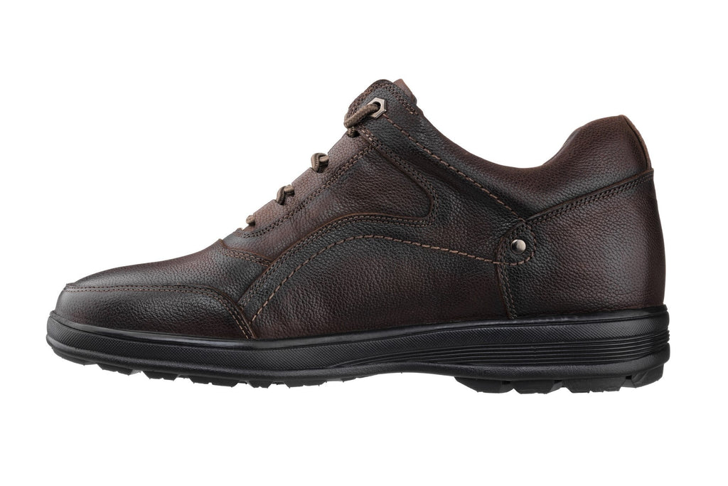 CALTO - K3045 - 2.8 Inches Taller (Dark Brown) - Lace Up Casual Walker - Lightweight - WonderingCloth