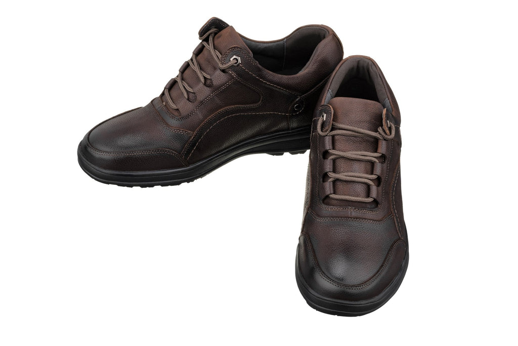 CALTO - K3045 - 2.8 Inches Taller (Dark Brown) - Lace Up Casual Walker - Lightweight - WonderingCloth