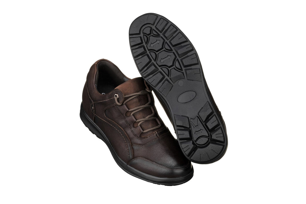 CALTO - K3045 - 2.8 Inches Taller (Dark Brown) - Lace Up Casual Walker - Lightweight - WonderingCloth