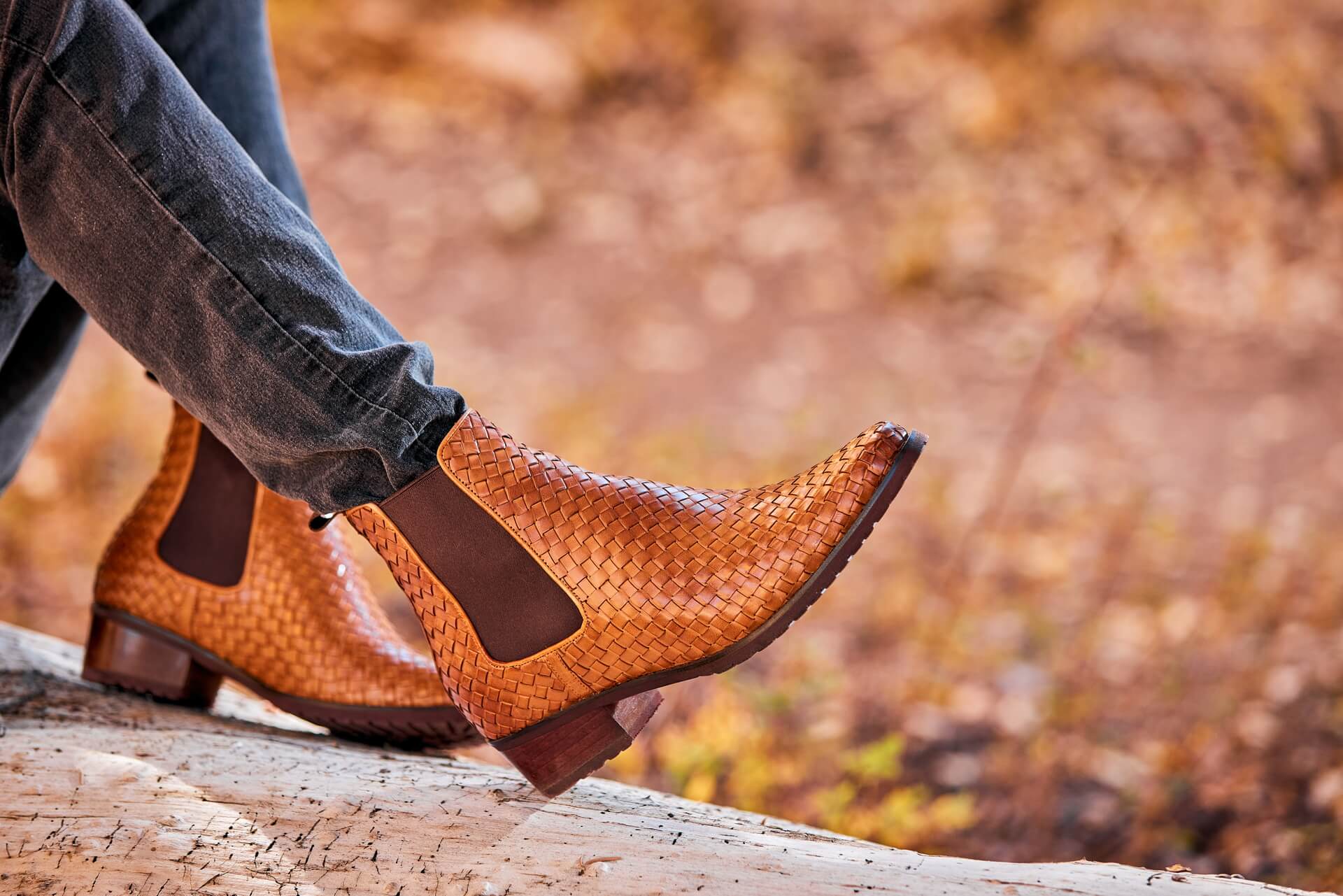 CALTO - K30522 - 3.3 Inches Taller (Brown) - Woven Chelsea High-Top Slip-On Ankle Boots - WonderingCloth