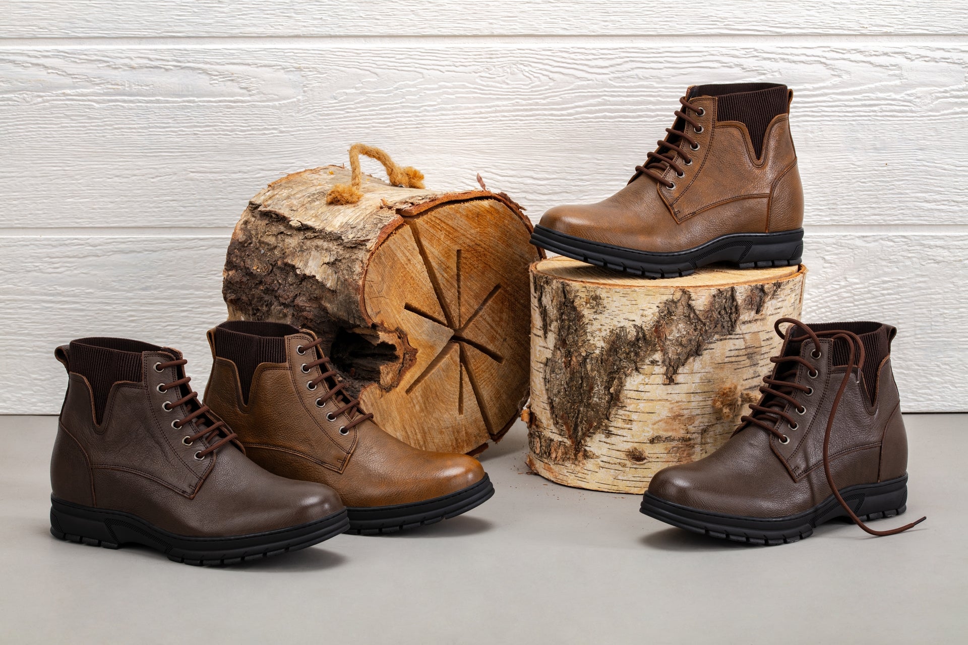 TOTO - K84016 - 2.8 Inches Taller (Chocolate Brown) - High Top Work Boots - WonderingCloth