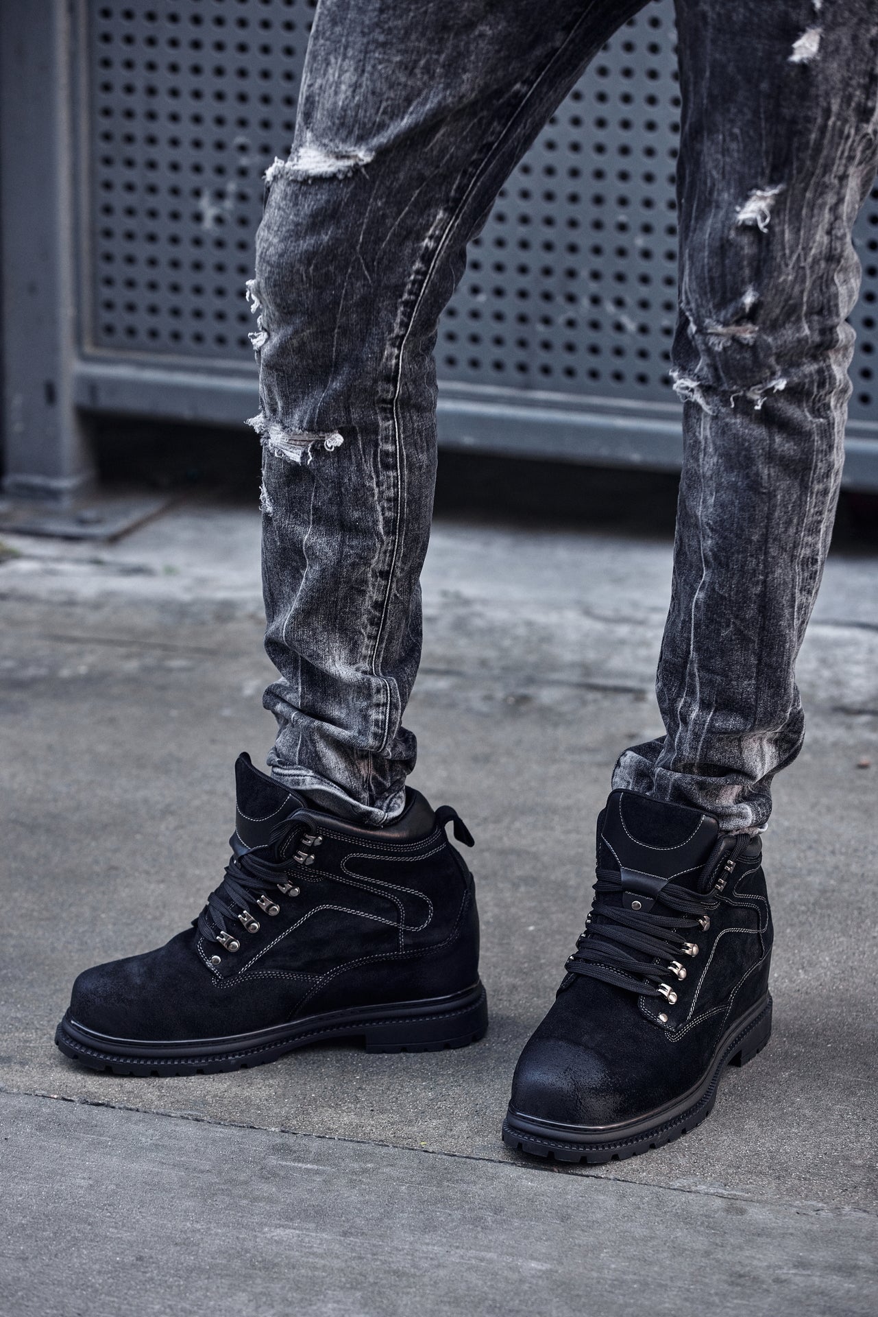 CALDEN 5.2" Taller Black Nubuck Height-Increasing Boots K881802 - WonderingCloth
