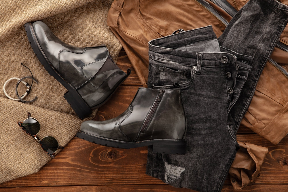 CALTO - K8991 - 3.6 Inches Taller (Grey) - Patent Leather Boot - WonderingCloth