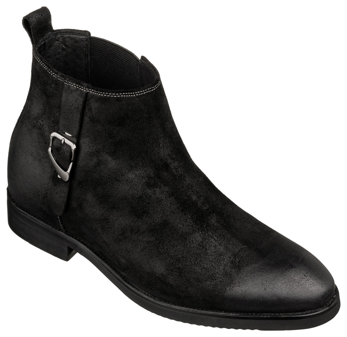 TOTO - K92081 - 3 Inches Taller (Nubuck Black) - Chelsea Ankle Boots - WonderingCloth