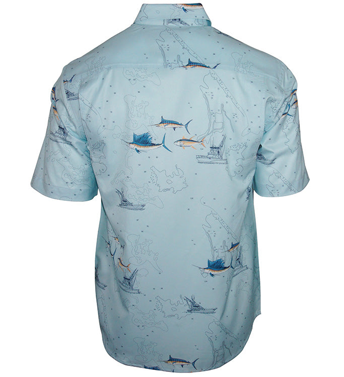 Men's Marine Charts UV Vented Fishing Shirt - WonderingCloth