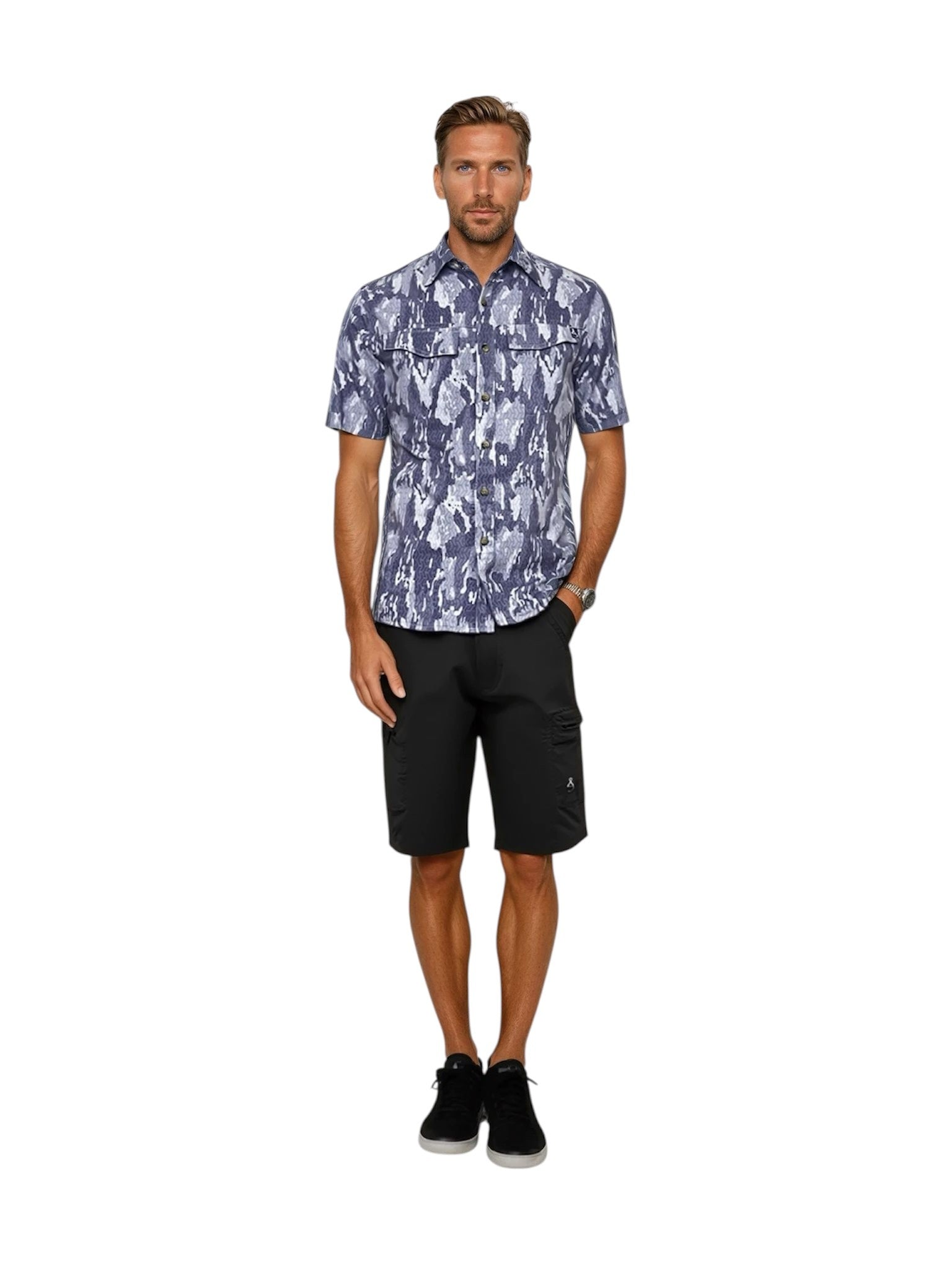 Men's Geo Camo UV Vented Fishing Shirt - WonderingCloth