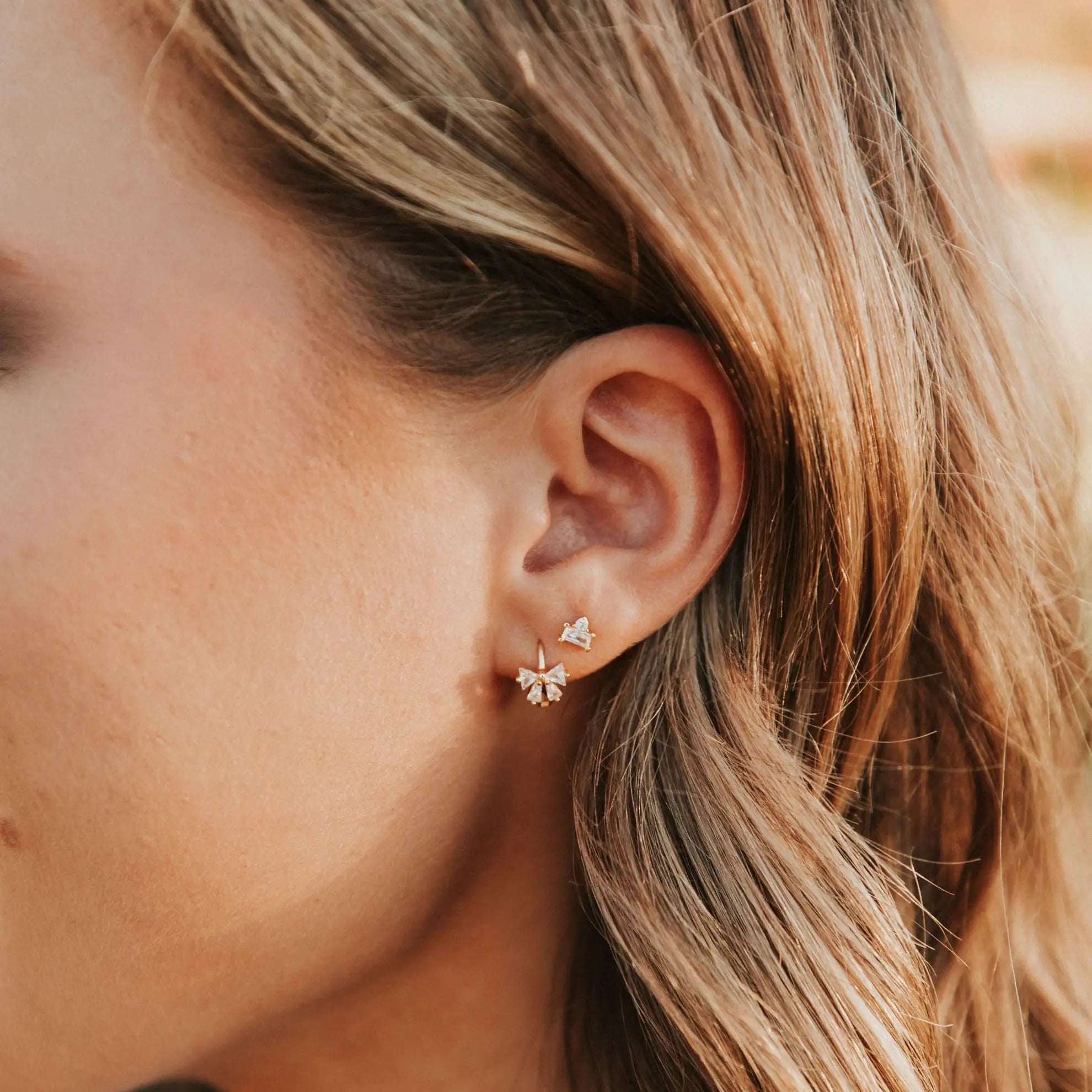 Lucy Diamond Bow Hoops - WonderingCloth
