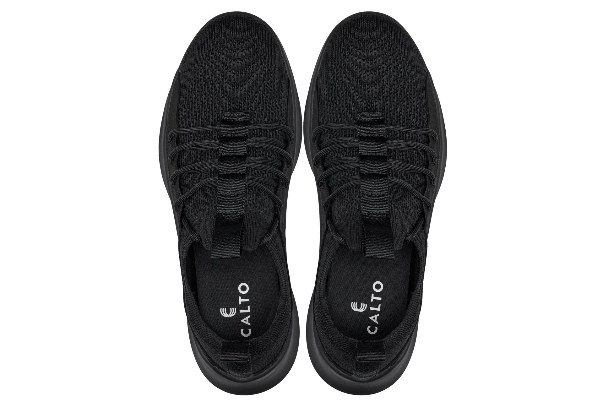 CALTO - Q130 - 2.4 Inches Taller (Black/Black Sole) - Ultra Lightweight Sneakers - WonderingCloth