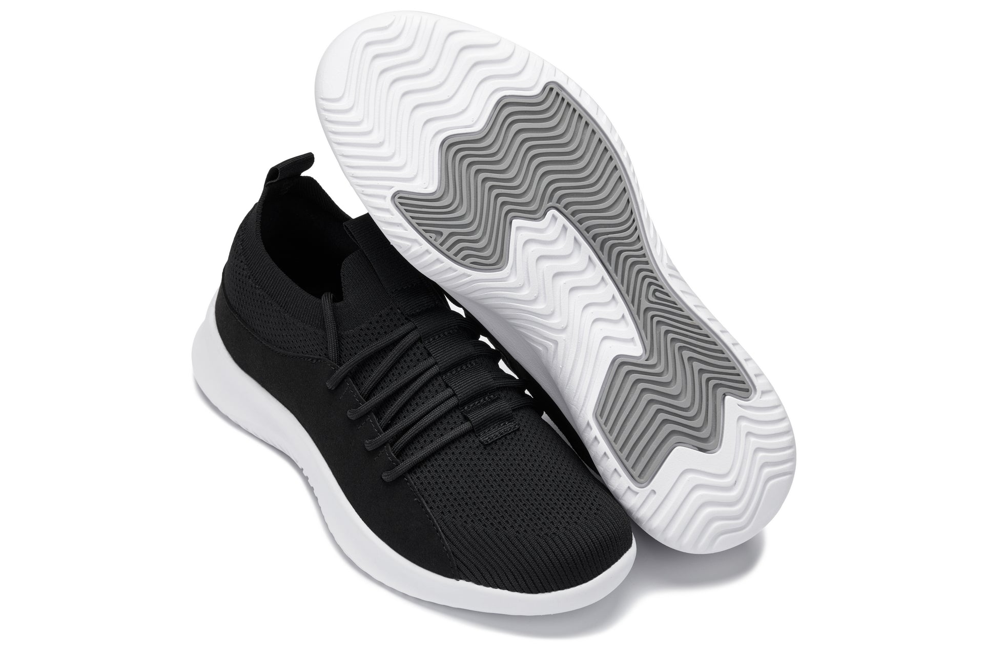 CALTO - Q132 - 2.4 Inches Taller (Black/White Sole) - Ultra Lightweight Sneakers - WonderingCloth