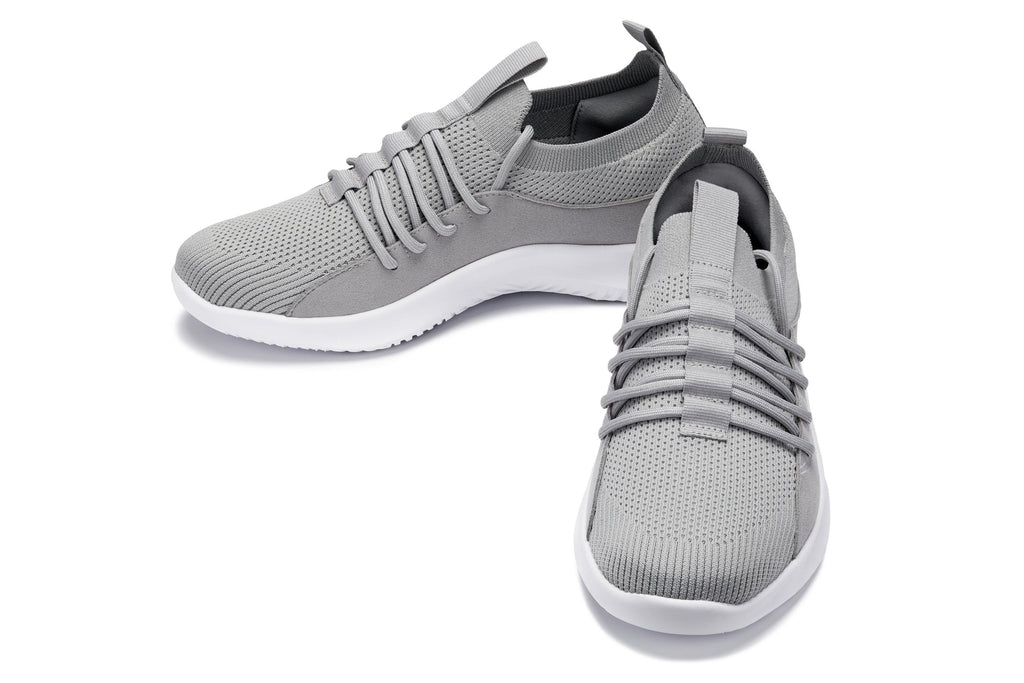 CALTO - Q134 - 2.4 Inches Taller (Light Gray/White Sole) - Ultra Lightweight Sneakers - WonderingCloth