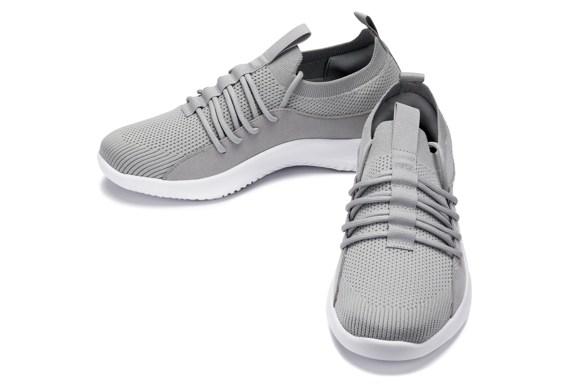 CALTO - Q134 - 2.4 Inches Taller (Light Gray/White Sole) - Ultra Lightweight Sneakers - WonderingCloth