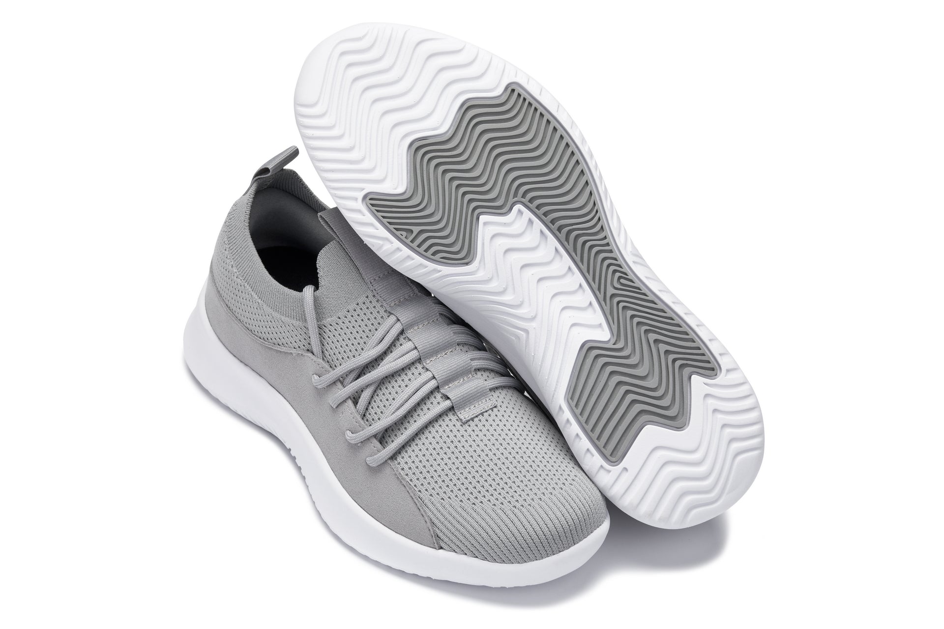 CALTO - Q134 - 2.4 Inches Taller (Light Gray/White Sole) - Ultra Lightweight Sneakers - WonderingCloth