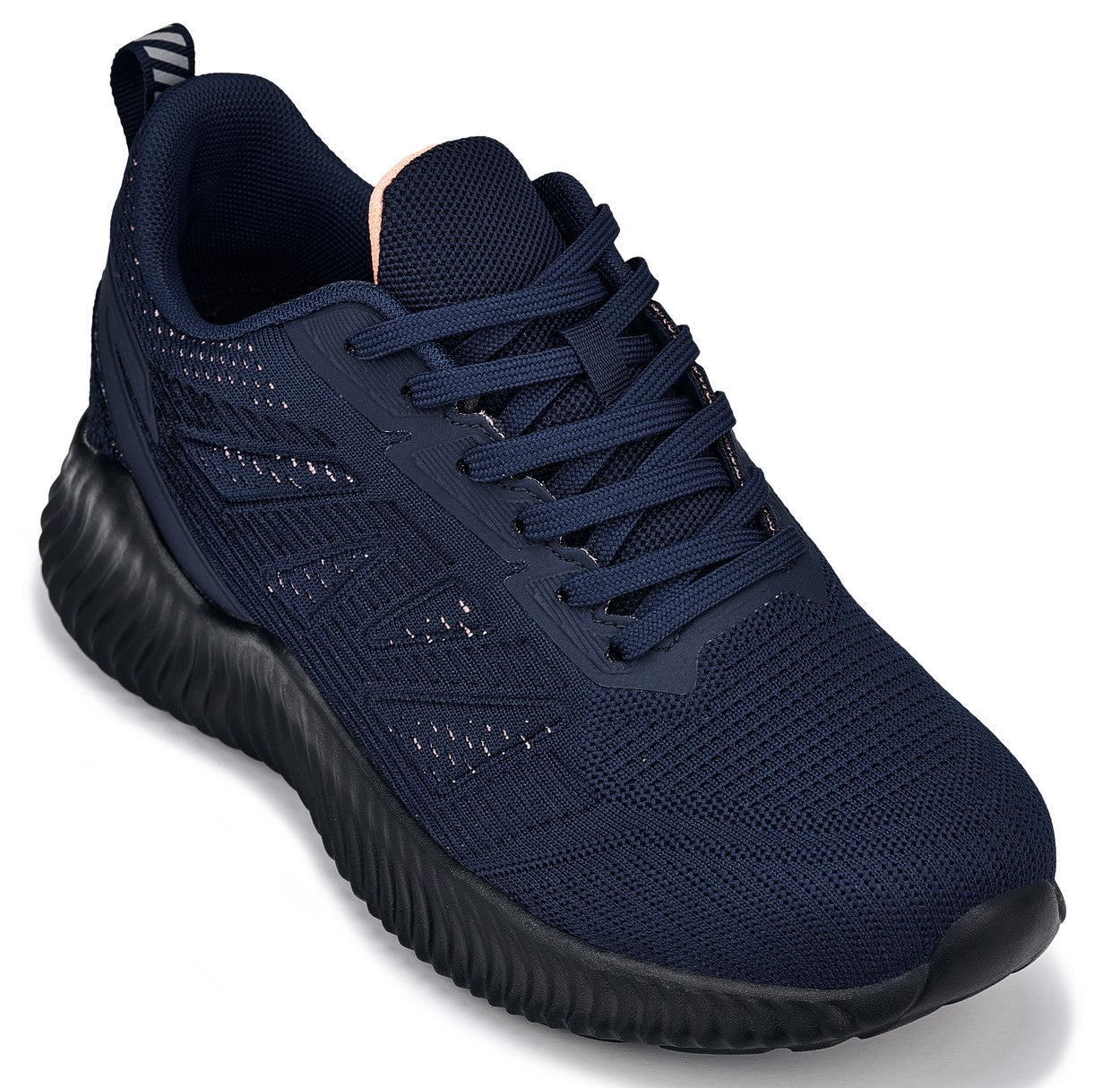 CALTO - Q222 - 2.6 Inches Taller (Navy/Coral) - Lightweight Sporty Sneakers - WonderingCloth