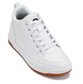 CALTO - Q272  - 2 Inches Taller (White & Gum Sole) -Elevated Leatherette Micro-Perforated Sneakers - WonderingCloth