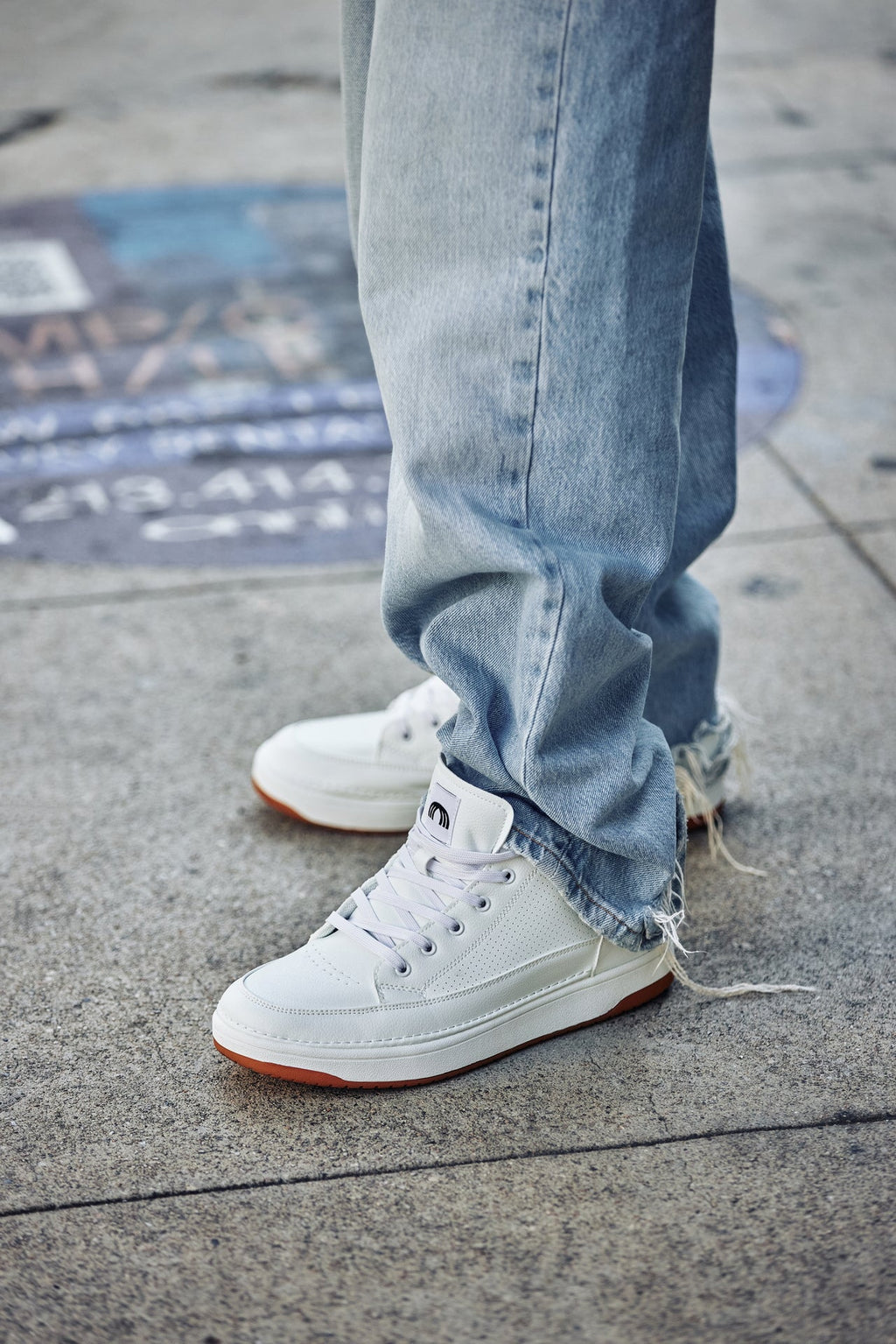 CALTO - Q272  - 2 Inches Taller (White & Gum Sole) -Elevated Leatherette Micro-Perforated Sneakers - WonderingCloth