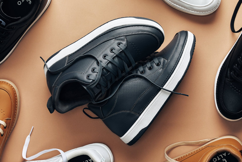 CALTO - Q273  - 2 Inches Taller (Cement Grey) -Elevated Leatherette Micro-Perforated Sneakers - WonderingCloth