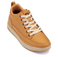 CALTO - Q274  - 2 Inches Taller (Camel Brown & Gum Sole) - Elevated Leatherette Micro-Perforated Sneakers - WonderingCloth